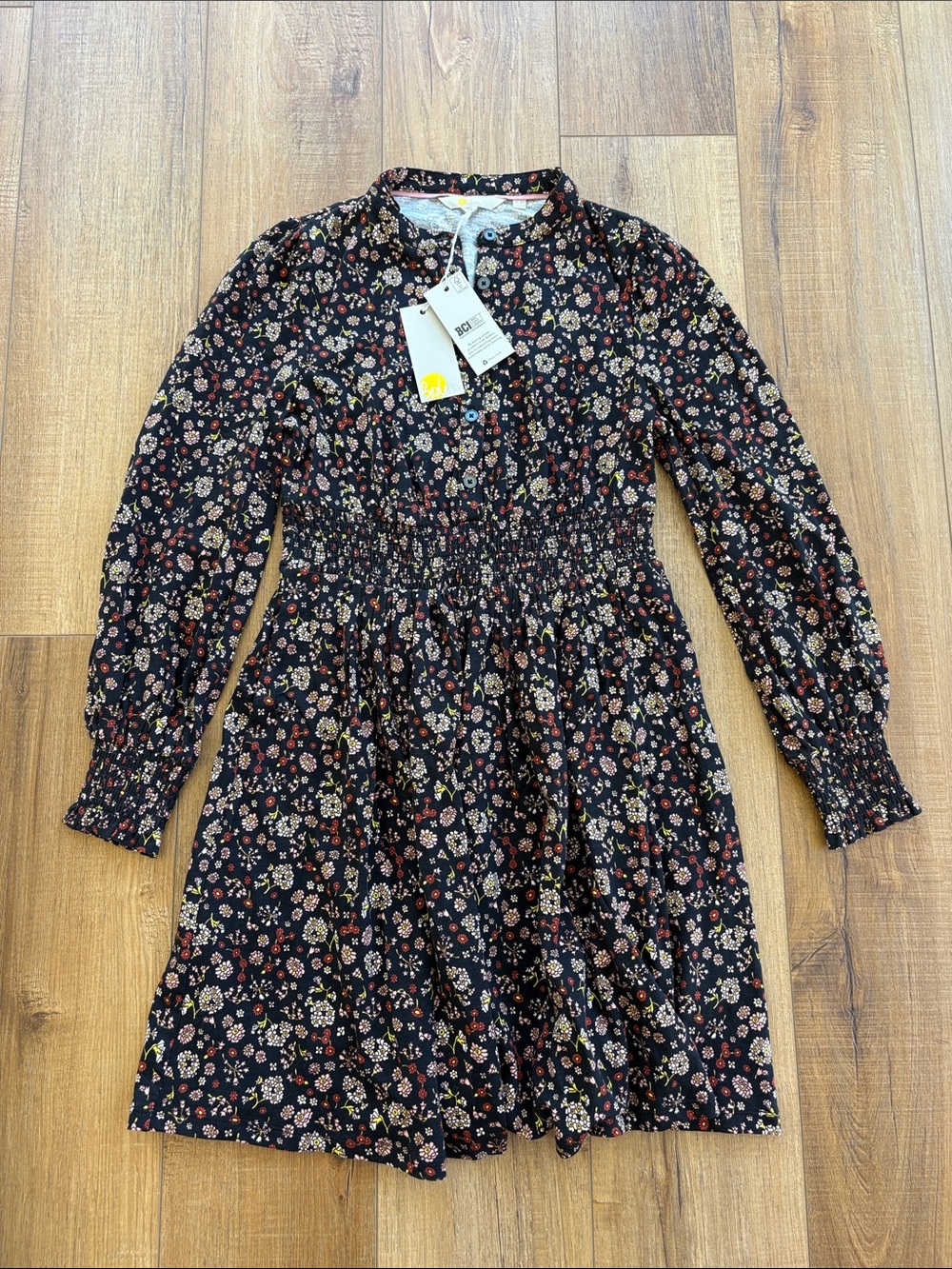 Boden Floral Print Smocked Jersey Dress